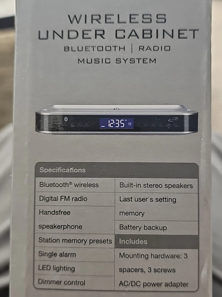 Bluetooth Under Cabinet Music System w/ LCD Display Space Saver Timer Light - Image 2 of 2