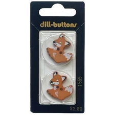 Buttons Dill Orange FOX 2-Hole Flat Type 1" 25MM 1555 Animal Made in Germany
