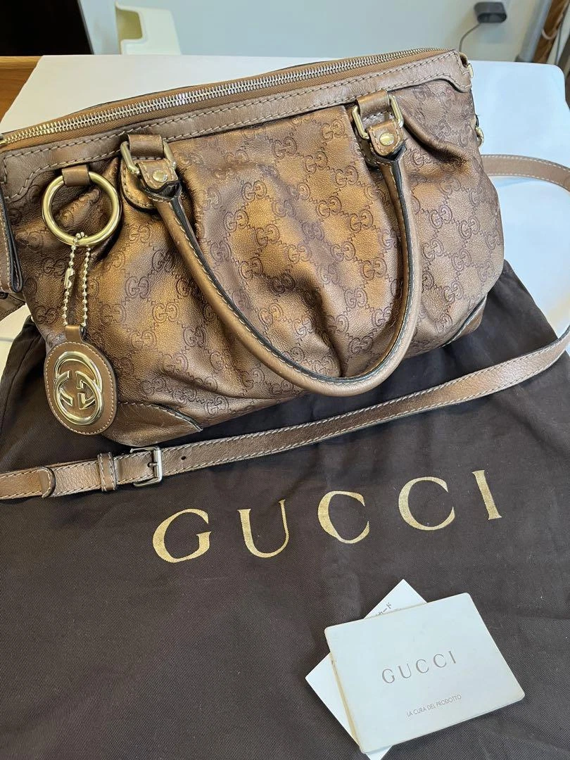 Sac à bandoulière GUCCI Shima cuir 2 voies GG #PF6N8Q