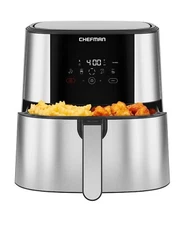 Chefman Turbofry Air Fryer with Basket Divider, 8 Qt Capacity - Stainless Steel