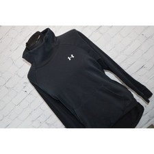 Under Armour Sweatshirt Womens Medium Black Funnel Neck Fleece Pullover Logo