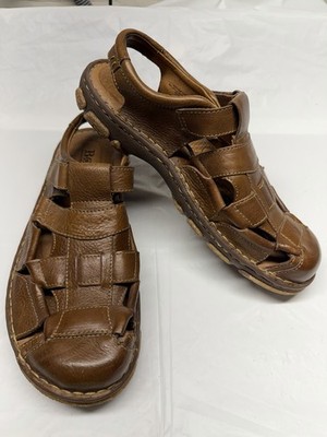 Born Men s NOS Brown Leather Fisherman Sandals Adjustable Strap Size 12