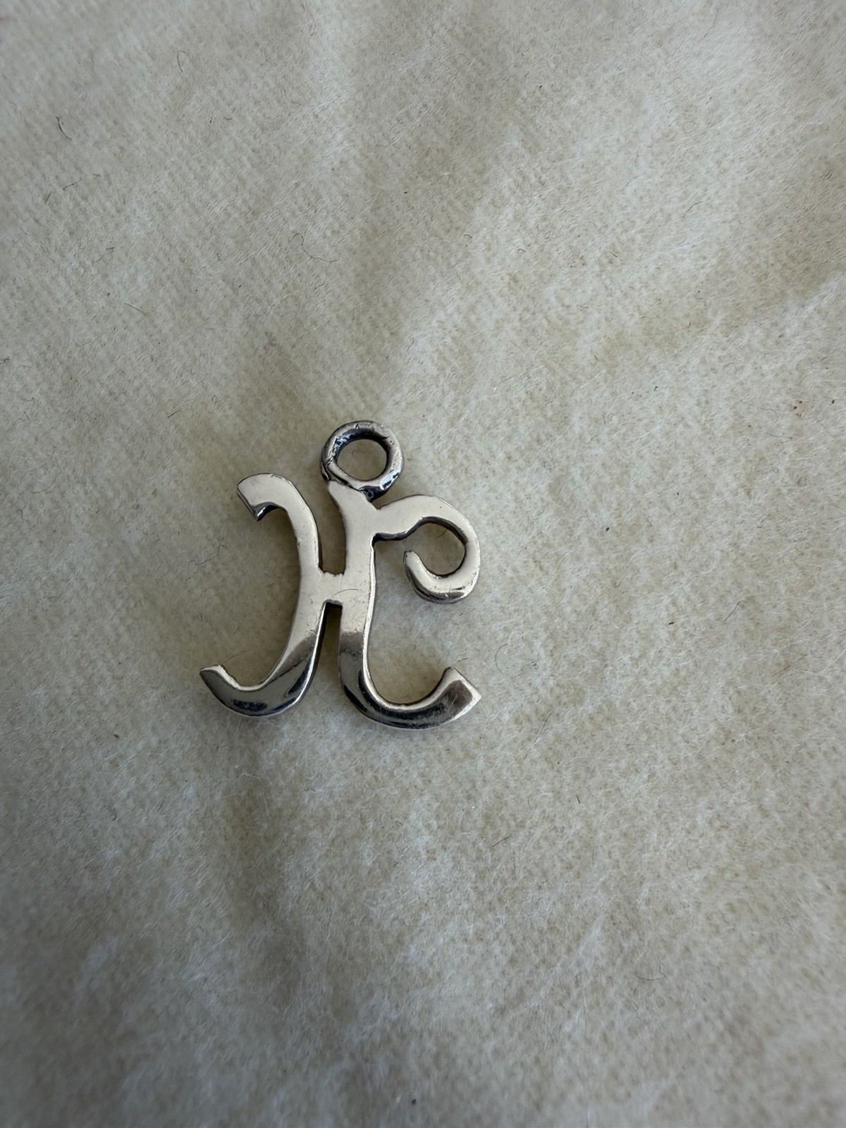 Script Letter H Initial Charm Silver Monogram Pen… - image 2