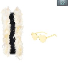 Chic 4 ft Feather Boa with Heart Frame Sunglasses for Bachelorette Celebrations