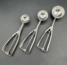 HEAVY DUTY STAINLESS COOKIE SCOOP SET,  3PCS, ICE CREAM, POTATO SALAD, ETC