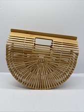 Unique Birdcage Wooden Bamboo Slat Purse Handmade Handbag Boho 70s