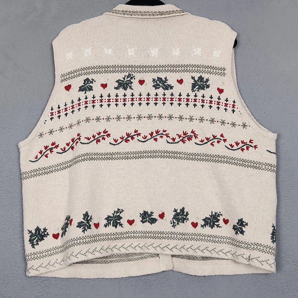 Colete Suéter Feminino Vintage NorthCrest 3X Feriado Natal Floco de Neve Corações - Imagem 2 de 4