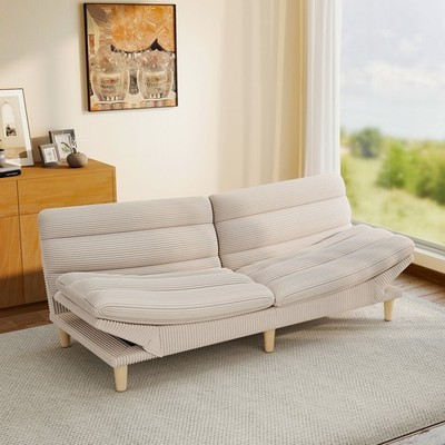 EBELLO Convertible Futon Sofa Bed, 67'' Couch with Adjustable Backrest & Armrest
