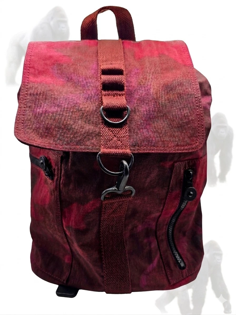 Hedgren Backpack Large 17” tall Camo maroon pattern zippers Travel Bag Unisex Women main image 2