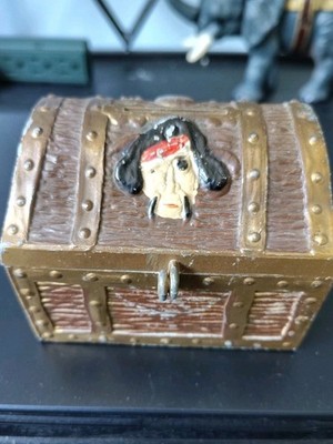 Vtg Metal E. J. Kahn Co. Pirate Skull Treasure Chest Coin Bank Chicago,1950s