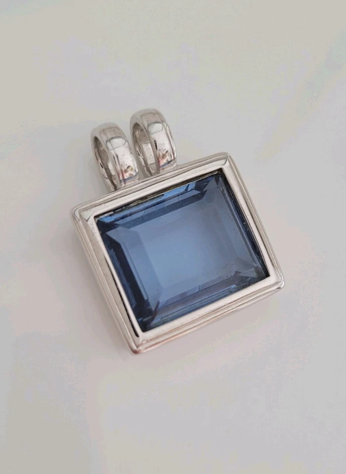 Edler Pierre Lang Anhänger, silber, rhodiniert, blauer Stein - Bild 2 von 4