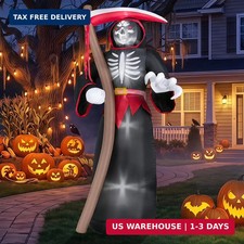 8FT Halloween Inflatable Grim Reaper Decoration, Blow Up Yard Lawn Decor