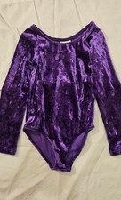 Long-Sleeved Leotard, Child's Size XS 4/5 , Purple Velvet, By Danskin Now