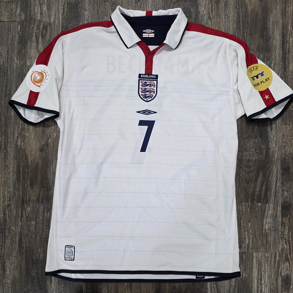 UMBRO社製　England代表　David Beckham ユニフォーム 2002 Umbro England Home Soccer Jersey David Beckham Men XL