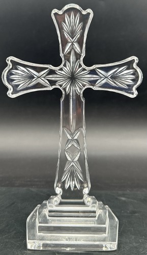 Waterford Crystal Clear Standing Cross Sculpture Statue Figurine Christianity - Picture 10 of 20