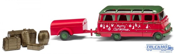 Wiking Weihnachtsmodell Mercedes Benz O319 + AnhäNger 026005-image