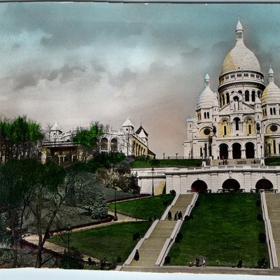 c1950s Paris France Sacre Coeur Montmartre RPPC Postcard Funicular Railway