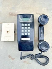 Cortelco #255400-VBA-20M Push Button Wall Telephone  Black With DSL Wall Mount