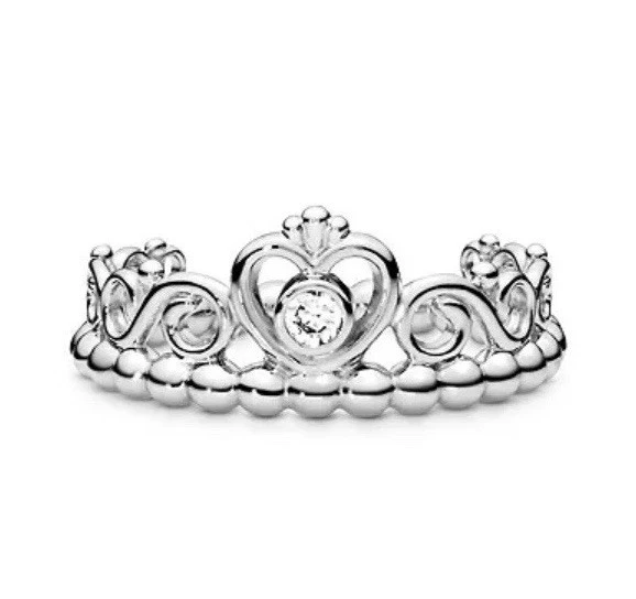 Authentic Pandora Heart Tiara Sterling Silver Ring with Cubic Zirconia Size 5.5 - Image 3 of 4