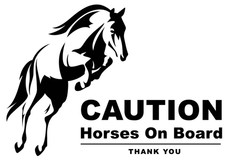 Horse trailer vinyl decal, caution horse inside/bumper/window