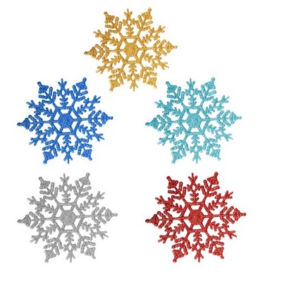 12 Stück Glitzer Christbaumschmuck, Schneeflocke Hängedeko für Weihnachten