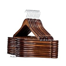 Wooden Hangers Solid Wood Coat Hanger Heavy Duty, Smooth Finish Bulk 30 Pack