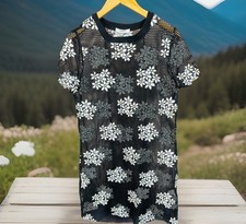 GLAMOROUS BY ASOS WOMENS BLACK MESH WITH DAISIES MIDI DRESS COVER (SZ 12) M