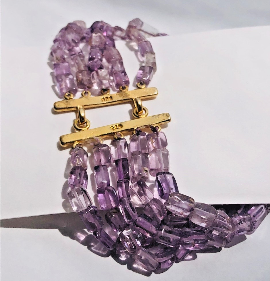 Delicate 5 row amethyst flat rectangle beads 925 … - image 5