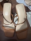 The Drop Avery Women's US 10 Square  Toe Two Strap High Heeled Sandal in Brown — photo 1