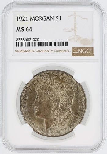 1921  Morgan Dollar NGC MS64 Philadelphia Minted Silver Dollar No Reserve