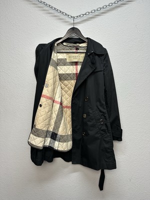 Burberry Brit Women's Double Breasted Trench Coat Nova Check Black