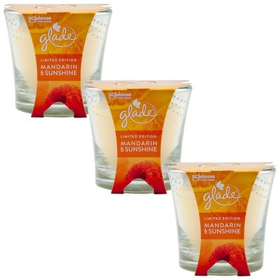glade Duftkerze MANDARIN & SUNSHINE 3 x 129g duftet nach Mandarine & Beeren