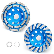 2Pcs Diamond Concrete Grinding Cup Wheels 115mm 4-1/2" Set (Double Row + Turbo R
