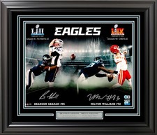 Brandon Graham, Milton Williams Auto Framed 16x20 Photo Eagles SB Fumble Beckett
