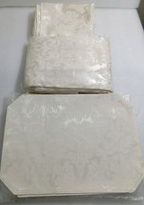 Ivory Coloured Polyester Cotton Tablecloth 60" 120" With 10 Placemats/6 Napkins