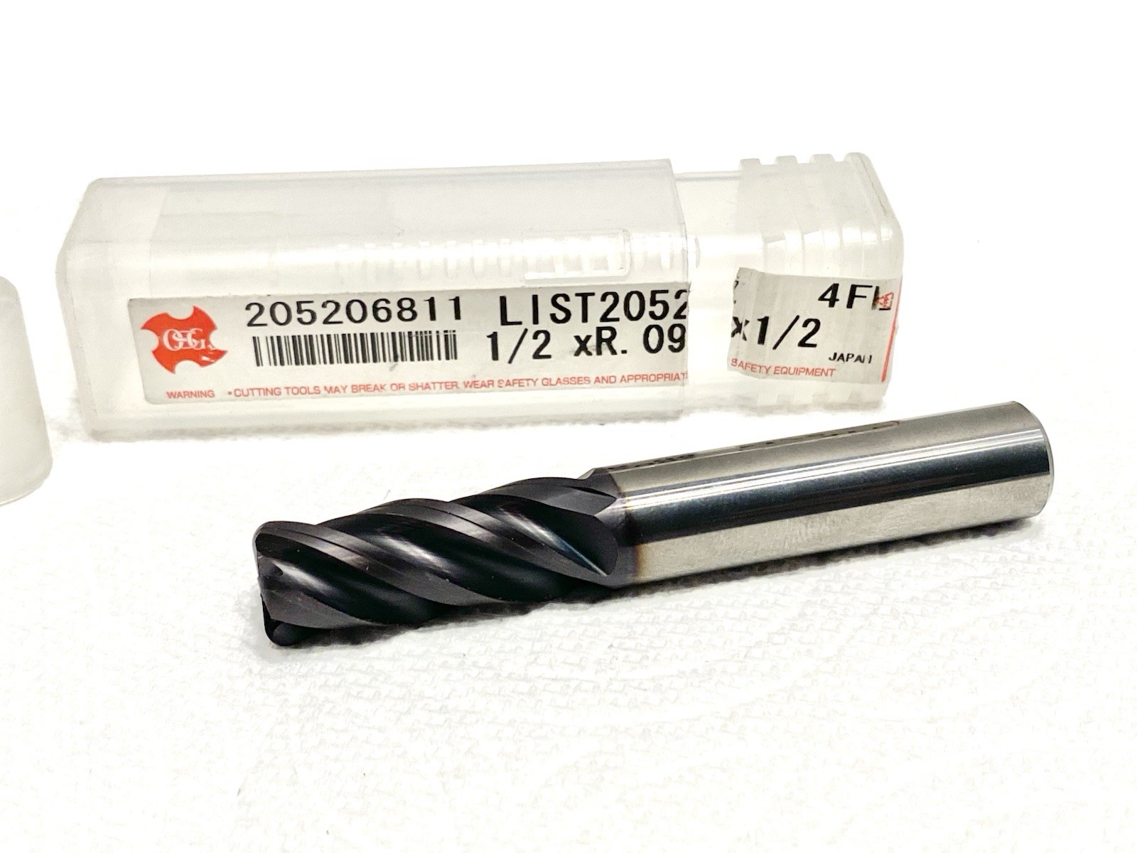 OSG 1/2” Carbide End Mill .090 Rad 4fl, 1-1/4 LOC