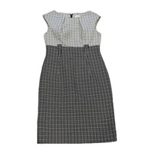 Calvin Klein Women Black White Checkered Geometric Sheath Work Career Dress Sz 6