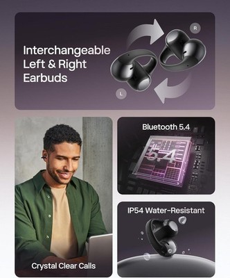 SHOKZ OpenDots One True Wireless Earbuds Black E310 Open Ear