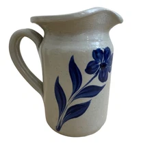 Williamsburg Pottery Salt Glazed Stoneware Pitcher Cobalt Blue VT Stamped