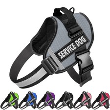 JSXD No-Pull Service Dog Harness w/Handle - Adjustable Reflective Outdoor Pet Ve