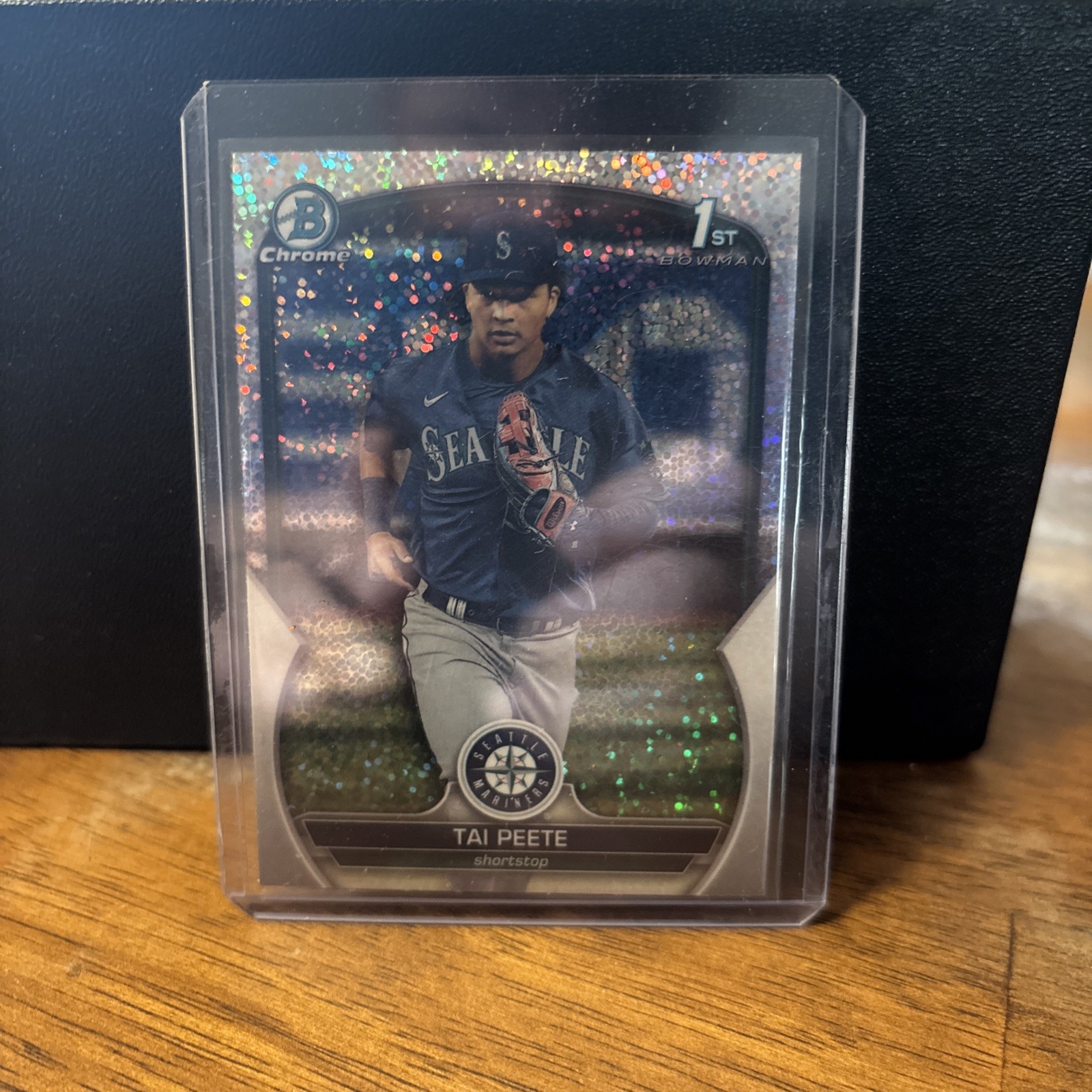 2023 Bowman Draft #BDC-28 Tai Peete 1st Chrome Sparkle Refractor Mariners
