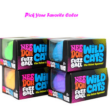Nee Doh Wild Cats Velvet Squeeze Fuzz Ball Stress Fidget Toy Choose Color