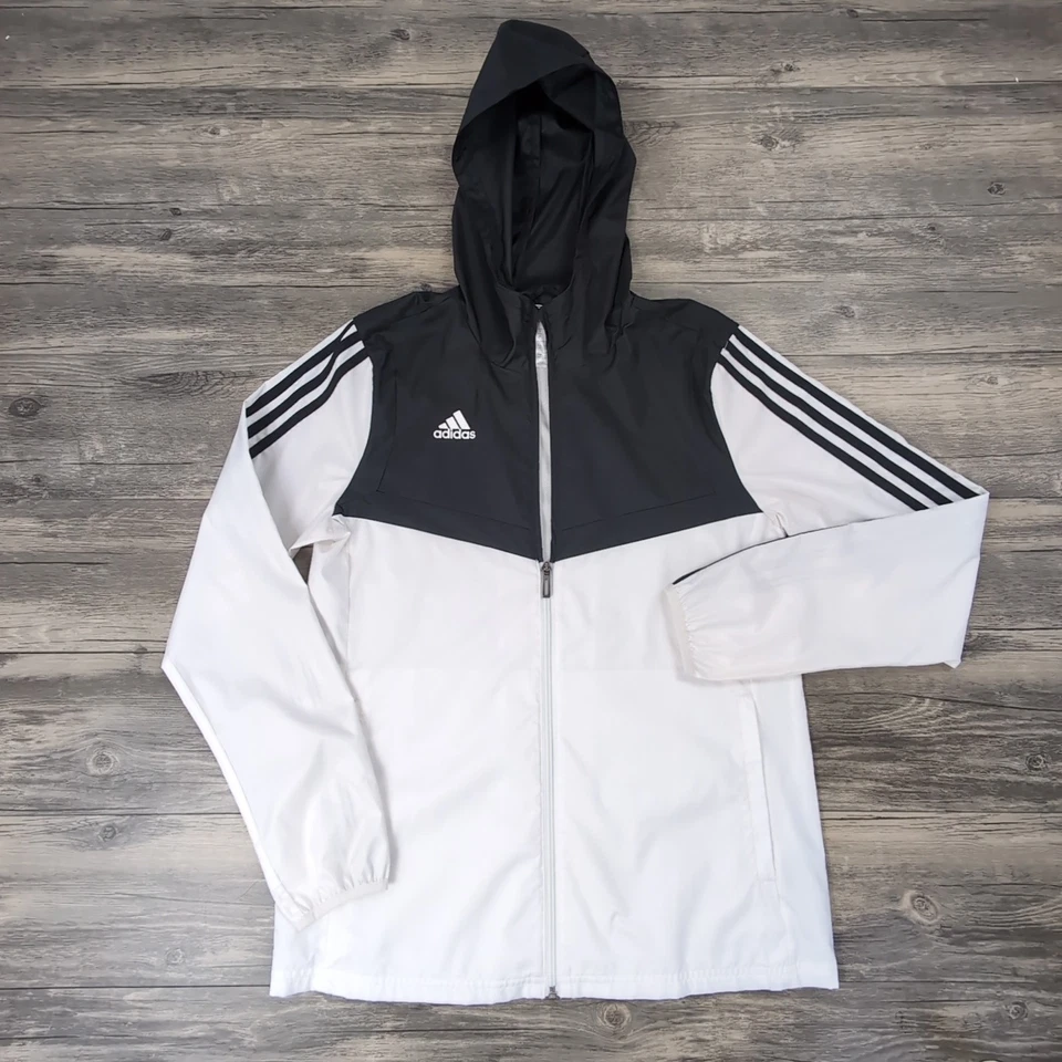 Adidas Tiro 3-Stripes Women's White Black Windbreaker Jacket Size Small Full Zip - Image 2 of 4