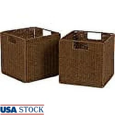 Foldable Storage Baskets Set of 2 Paper Rope Cubes Towels Books Organizing New