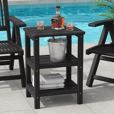 3 Tier Outdoor Side Table Adirondack Side Table HDPE End Table Patio Side Tab...