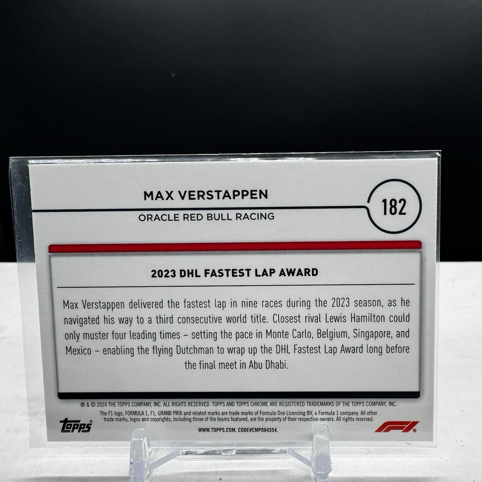2024 Topps Chrome Formula 1 Max Verstappen Award Winners Card #182 - Image 2 of 2