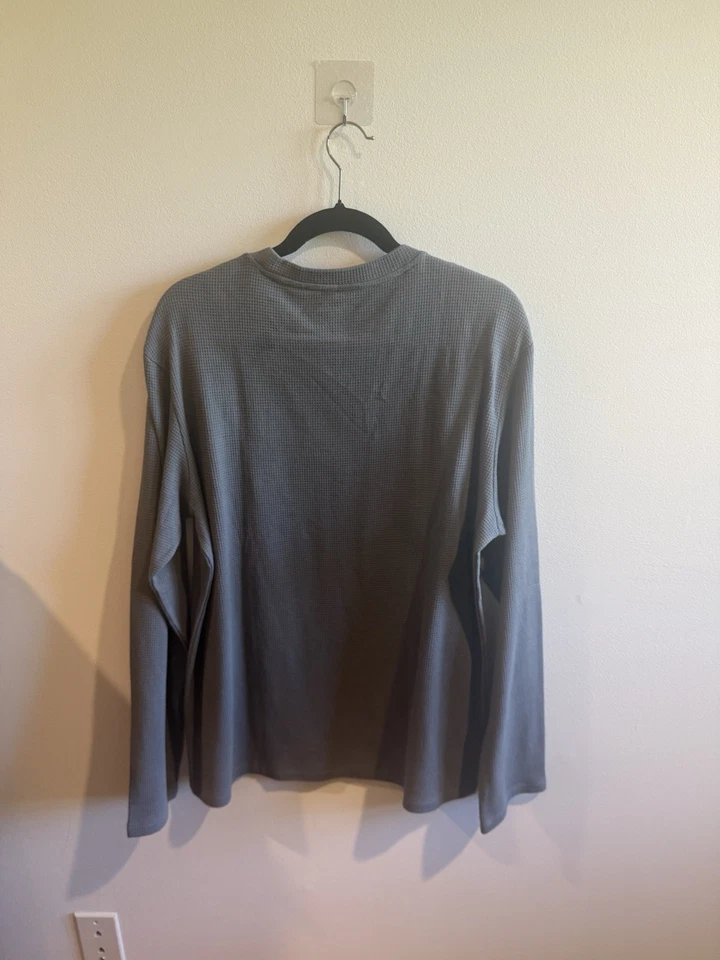 Lacoste вафельная вязаная тепловая рубашка для сна серая размер большой - Изображение 2 из 2