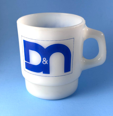 Anchor Hocking Fire King Mug D&N Helping Home Buyers Advertising Stacking Cup