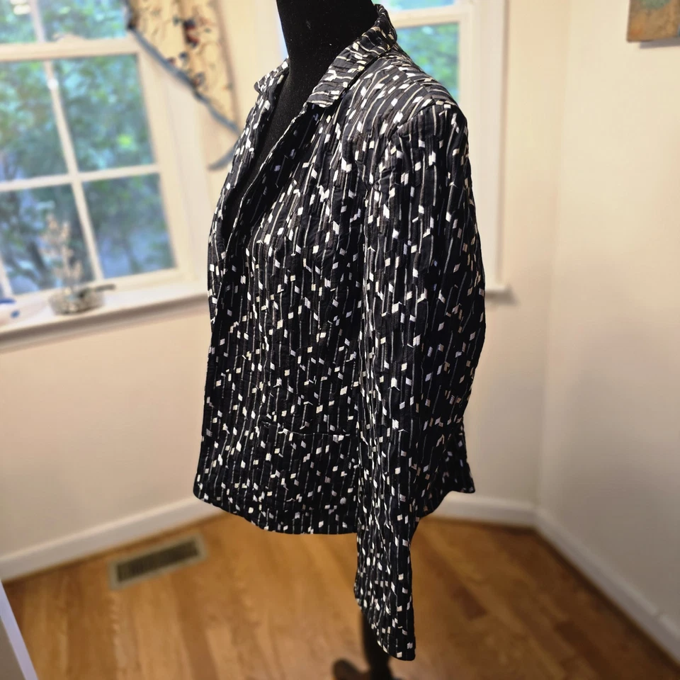 Chaqueta Blazer Jones Colección Nueva York Negra Blanca Geométrica Talla 16 Foto 2 de 4