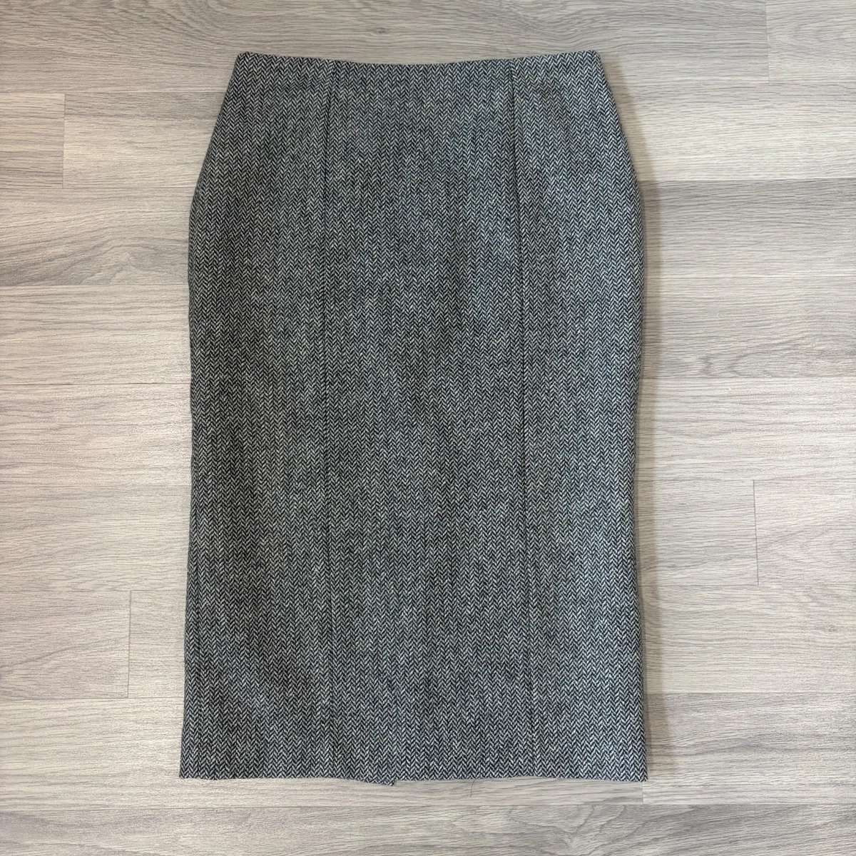Jupe Hobbs London Tweed - Noire à Rayures Grises - Taille 12 - Coupe Crayon - Business